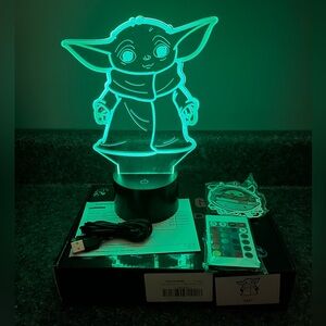 Yoda Star Wars 3D Night Light Lamp, 20 Colors/Modes, Sticker, Cord/Batteries NIB